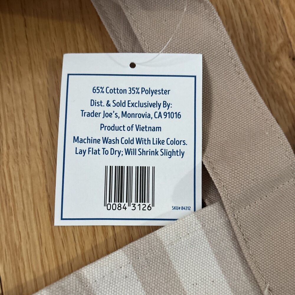 Trader Joe’s 2026 Striped Mini Pastel Canvas Tote Bag Desert Sand READY TO SHIP - Picture 6 of 6